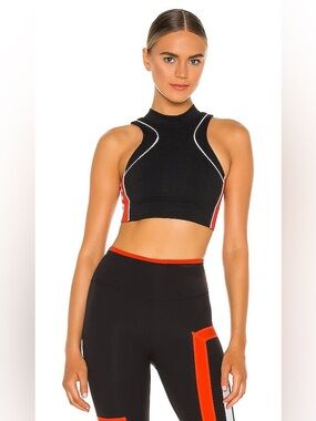 FP Movement by Free People Black & Orange Racerback Cropped Tank EUC